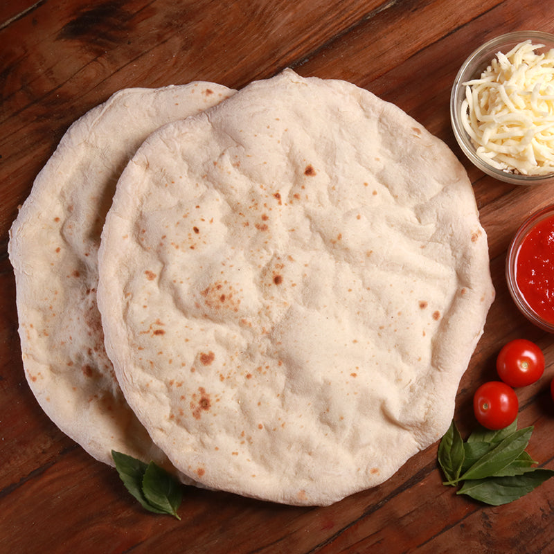 Pack de 2 masas de pizza congeladas pre cocidas de 28 cm hechas con harina italiana